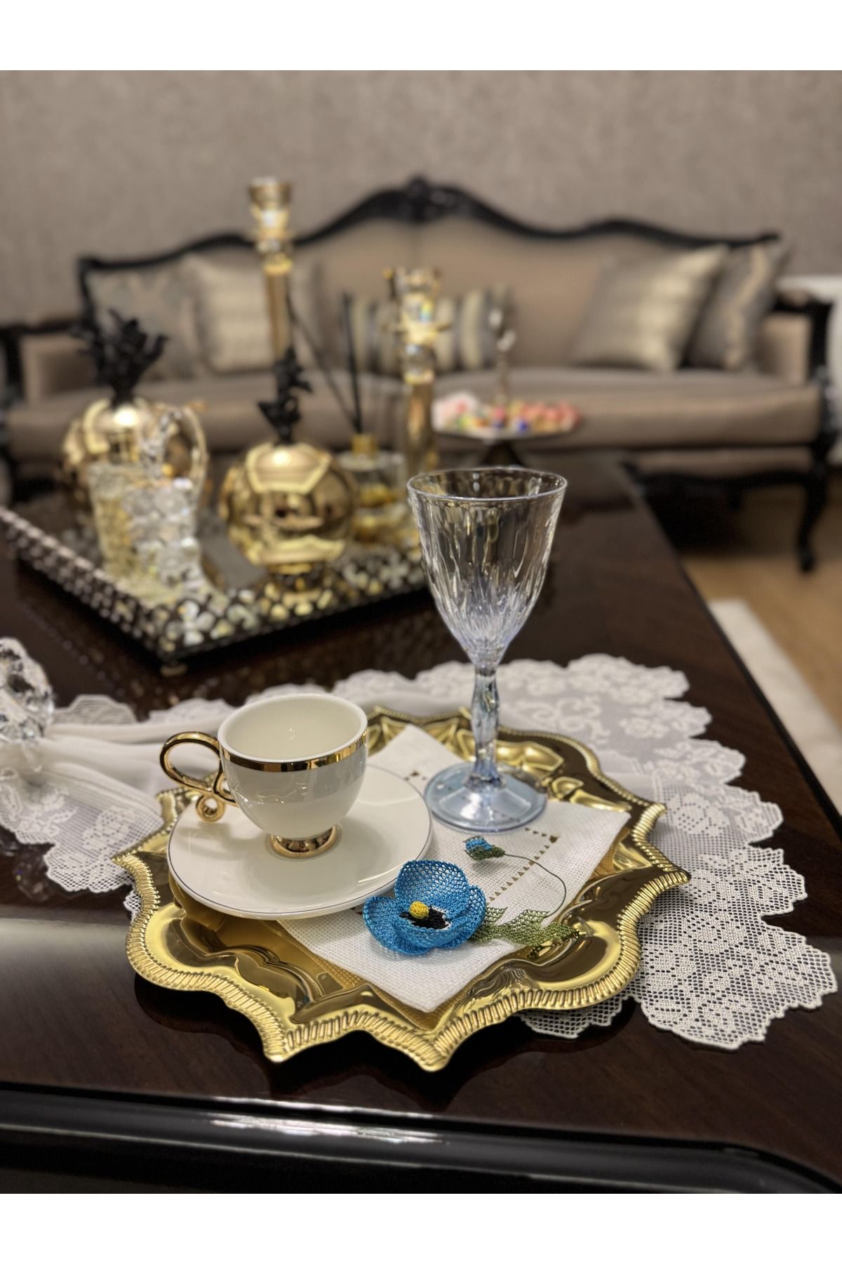 larense Yıldız paslanmaz çelik gold sunum tepsisi, Nişan tepsisi, Çeyiz,Kahve,Çay,Dekoratif tepsi
