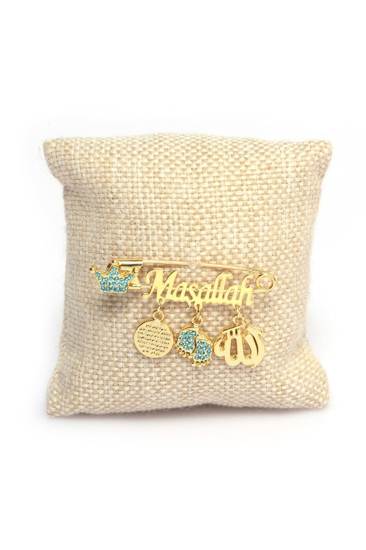 Sahi Aksesuar Sahi Aksesuar Isimli Bebek Emzik Zinciri Ve Mavi Taşlı Bebek Yaka Iğnesi Bezyı001 fotoğrafı 3 (önizleme)