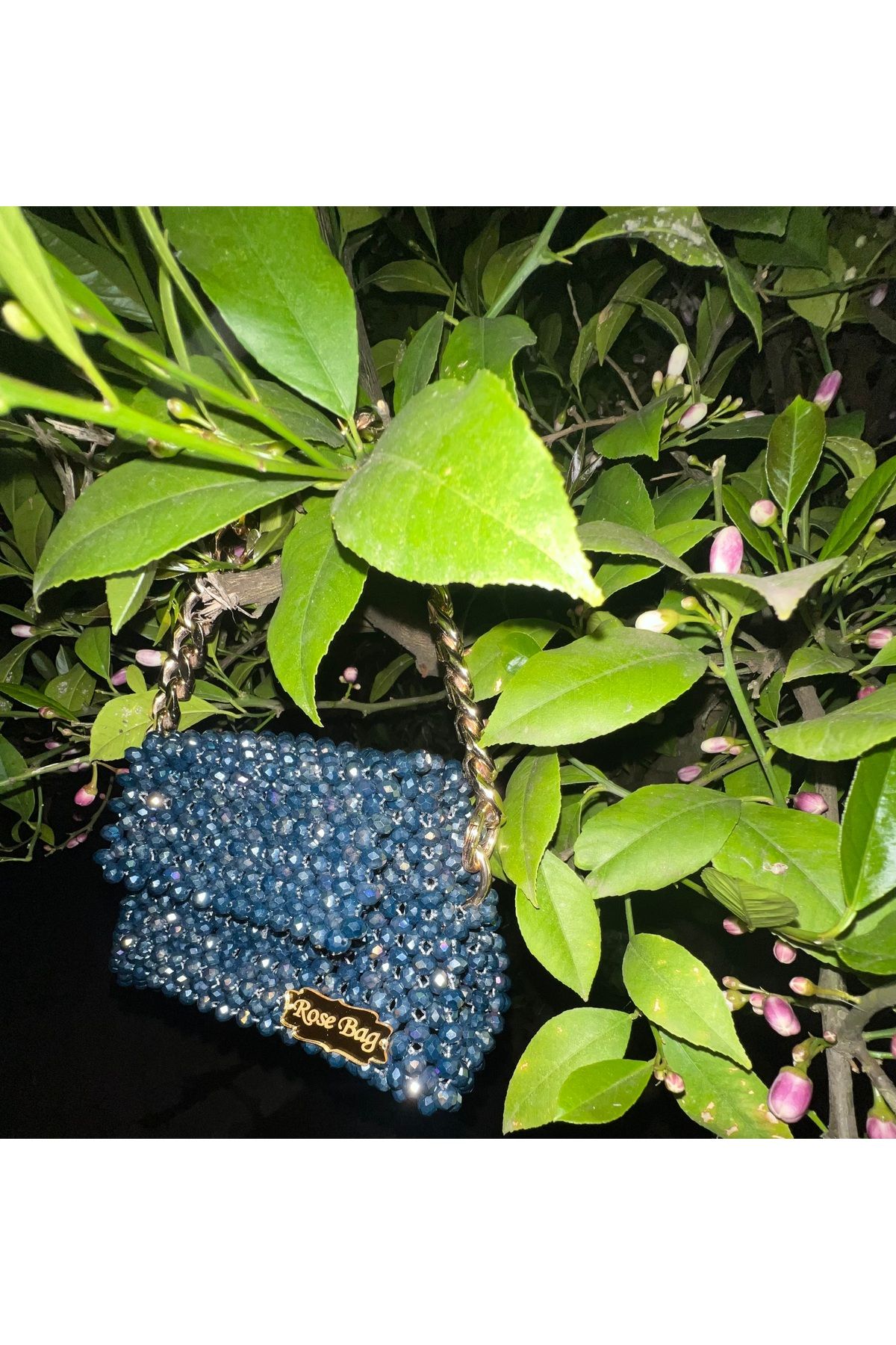 Rose Kristal boncuk çanta abiye çanta şık gece