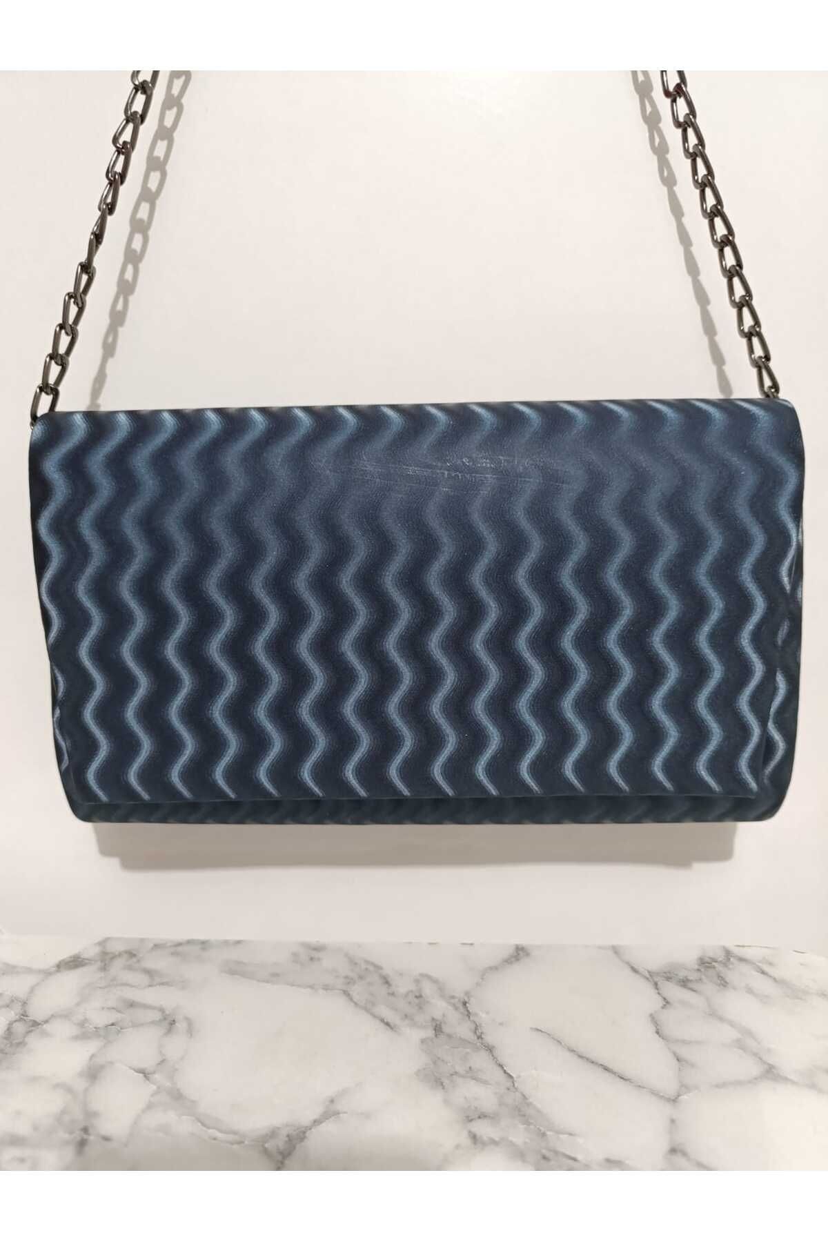 TrendStore Kadın Dalgalı Desenli Zincir Askılı Abiye Çanta Portföy Çanta