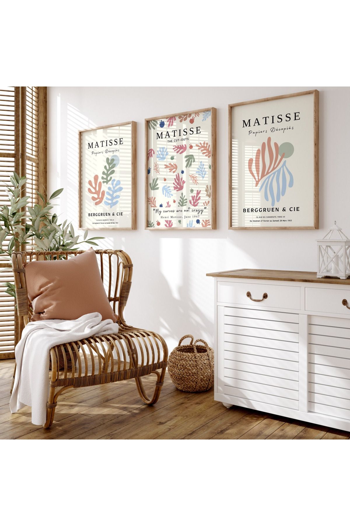 Tuba Decor 3 Parça Ahşap Çerçeve Görünümlü MDF Poster Tablo Seti