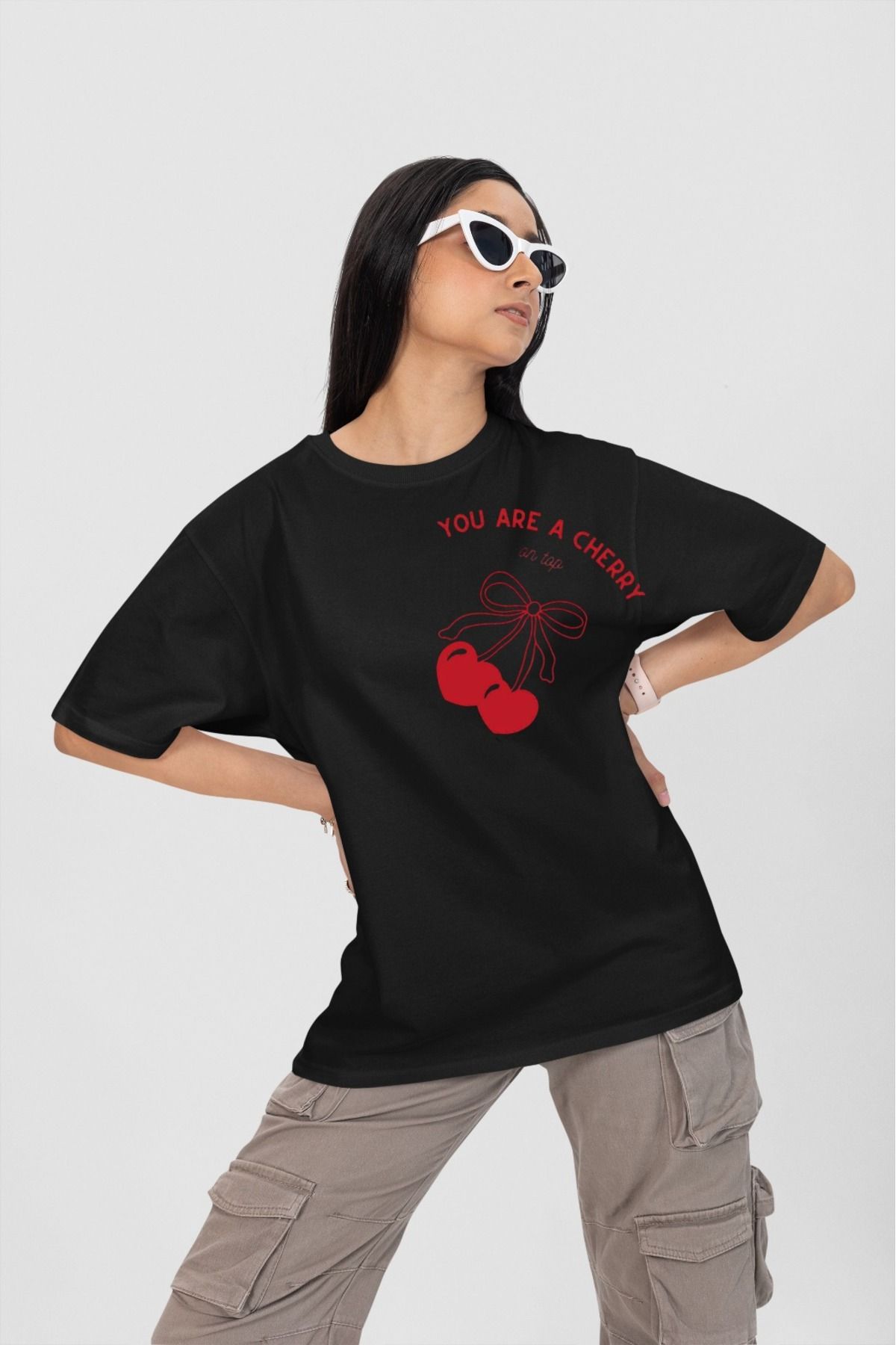 Butik %100 PAMUK ERKEK/KADIN -YOU ARE A CHERRY 2- TRANSFER BASKILI YUVARLAK YAKA KISA KOL TİŞÖRT