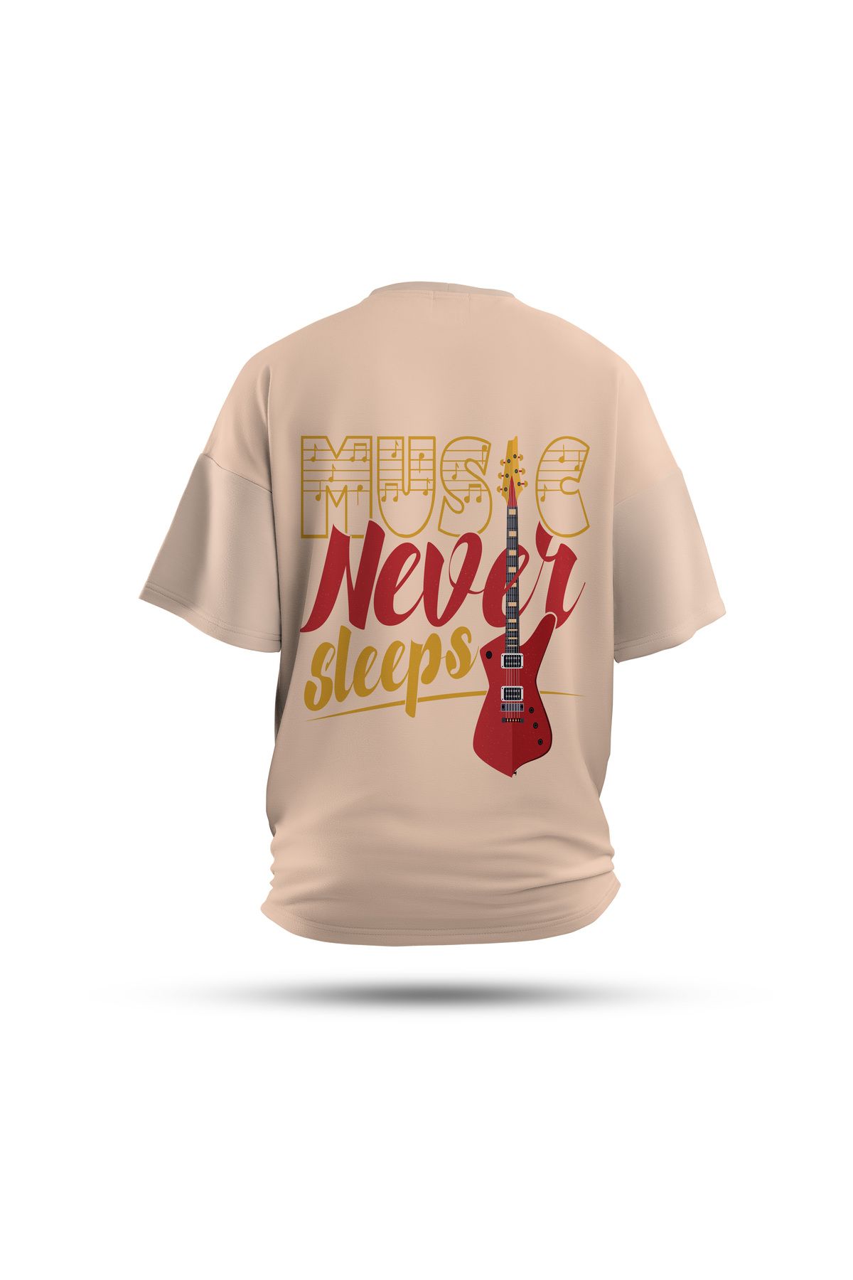 Zestia Unisex T-Shirt, Never Silent Sırt Baskılı, Regular, %100 Pamuk, Krem T-Shirt No: 0289