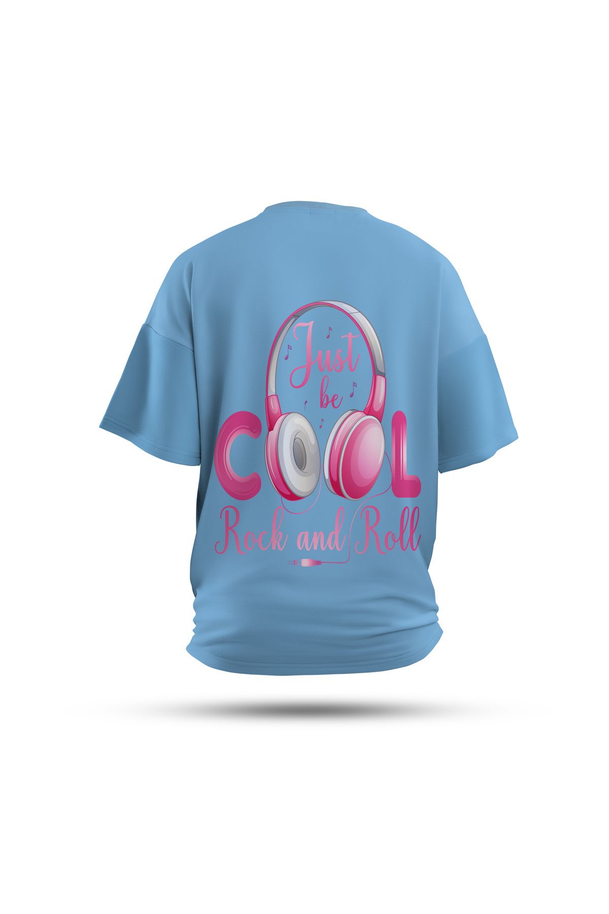 Zestia Unisex T-Shirt, Rock the Vibe Sırt Baskılı, Regular, %100 Pamuk, Mavi T-Shirt No: 0290