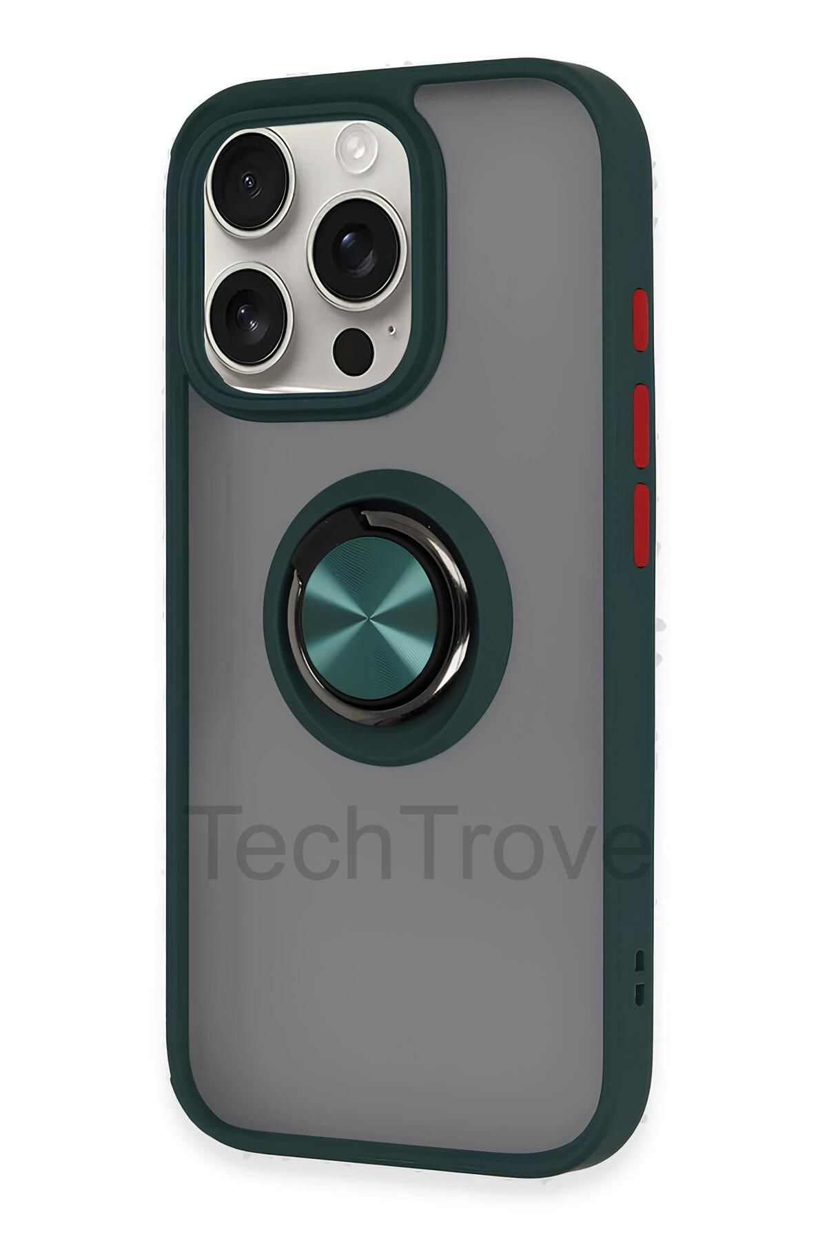 TechTrove iPhone 12 Pro Kılıf Yüzüklü Stand Özellikli Darbe Korumalı Mat Silikon Kapak