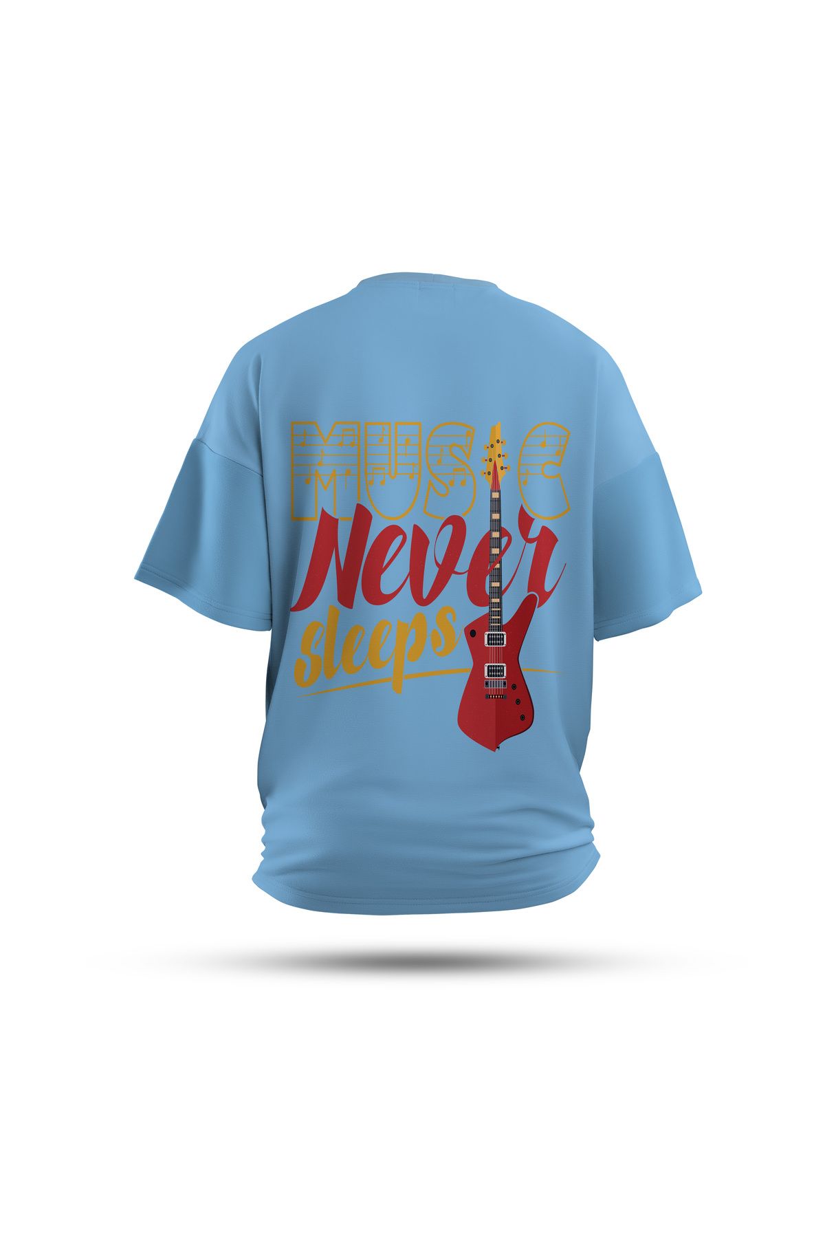Zestia Unisex T-Shirt, Never Silent Sırt Baskılı, Regular, %100 Pamuk, Mavi T-Shirt No: 0289