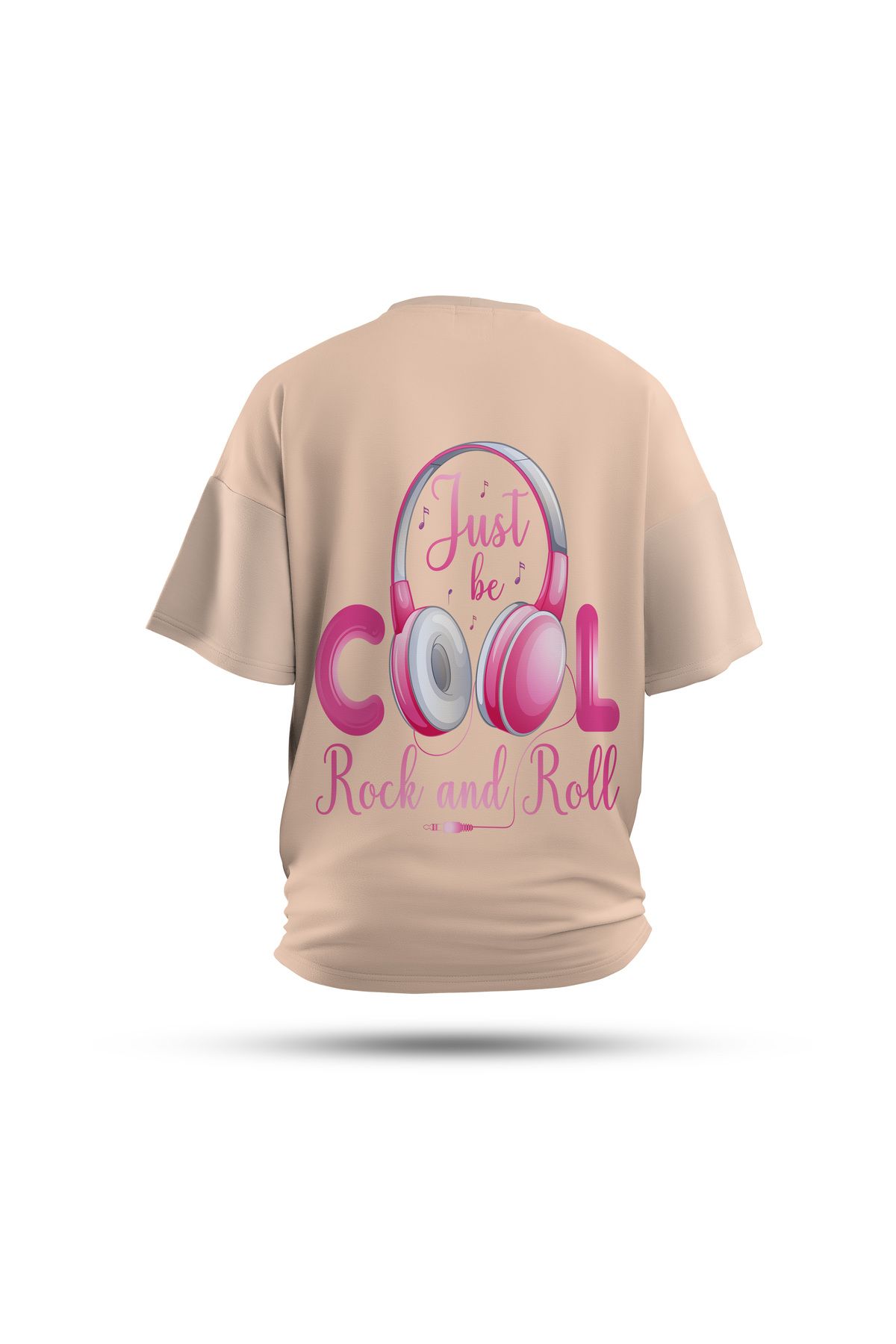 Zestia Unisex T-Shirt, Rock the Vibe Sırt Baskılı, Regular, %100 Pamuk, Krem T-Shirt No: 0290
