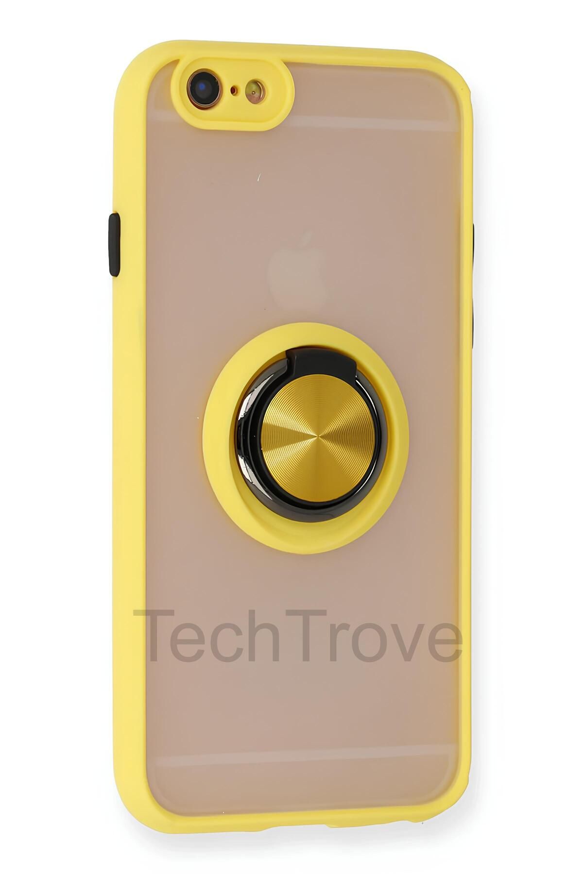 TechTrove iPhone 6 Kılıf Yüzüklü Stand Özellikli Darbe Korumalı Mat Silikon Kapak