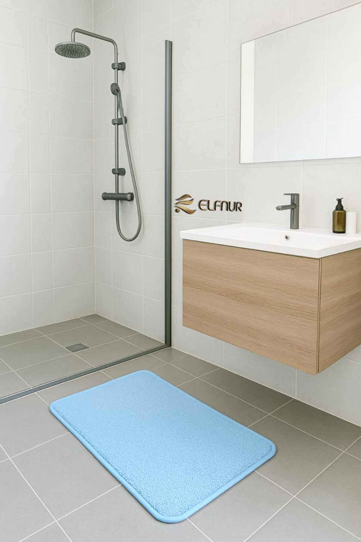 elfnur 1 Adet ) 40*60 CM Şık Tasarım Banyo Paspası Kaymaz Tabanlı Su Emici Yapı Kare
