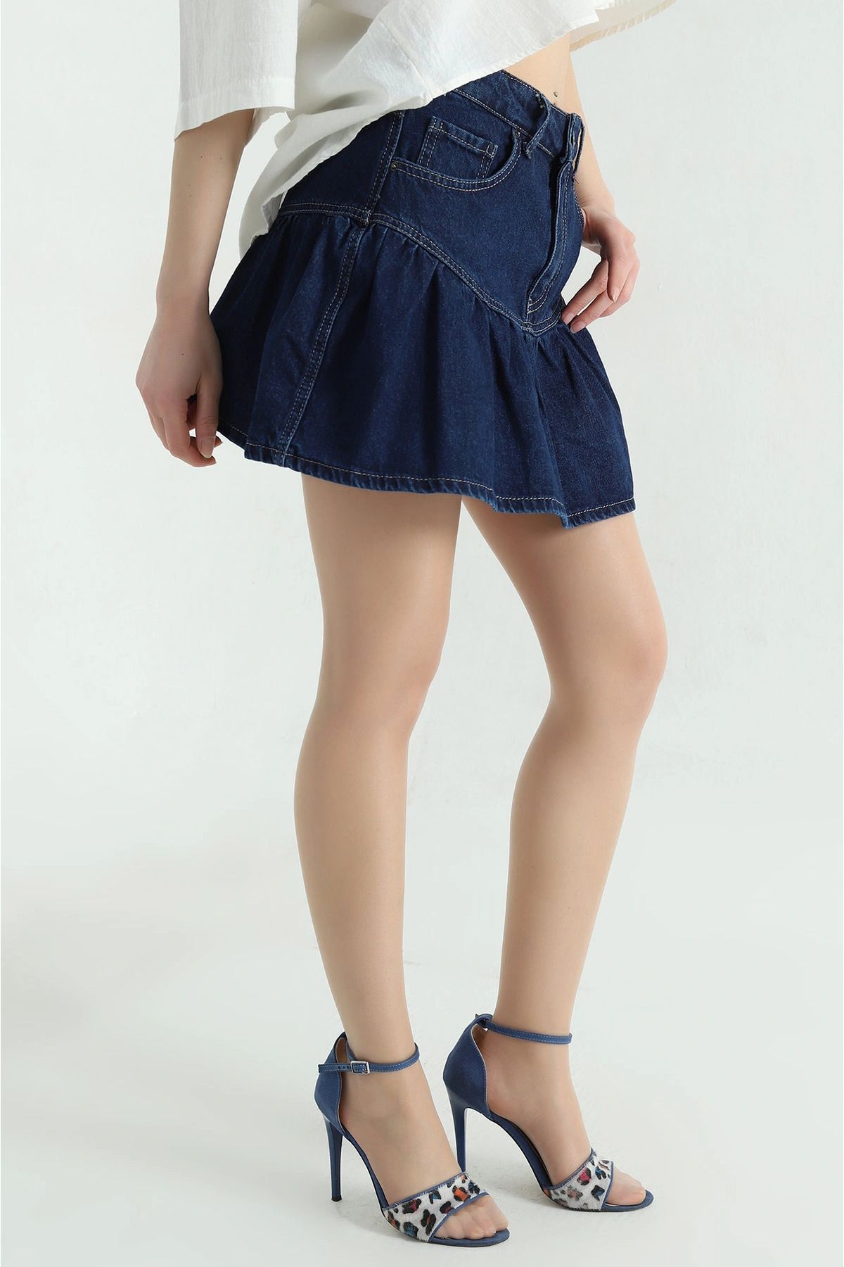 Secret Passion Lingerie Lacivert Cepli Kot Kadın Etek