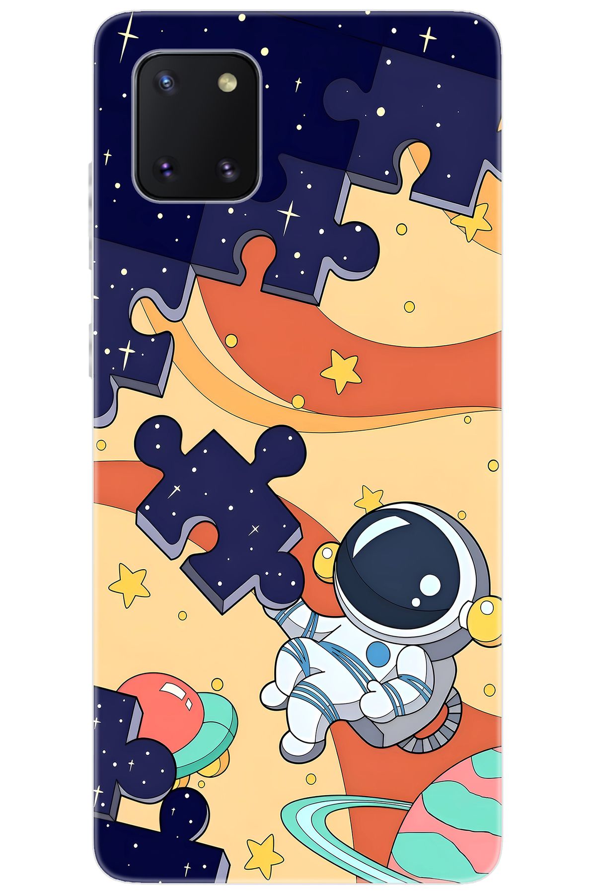 Ceppare Samsung Galaxy Note 10 Lite (SM-N770F) Uyumlu Kılıf Desenli Silikon Astronot STK:646 CP-bz5WLes