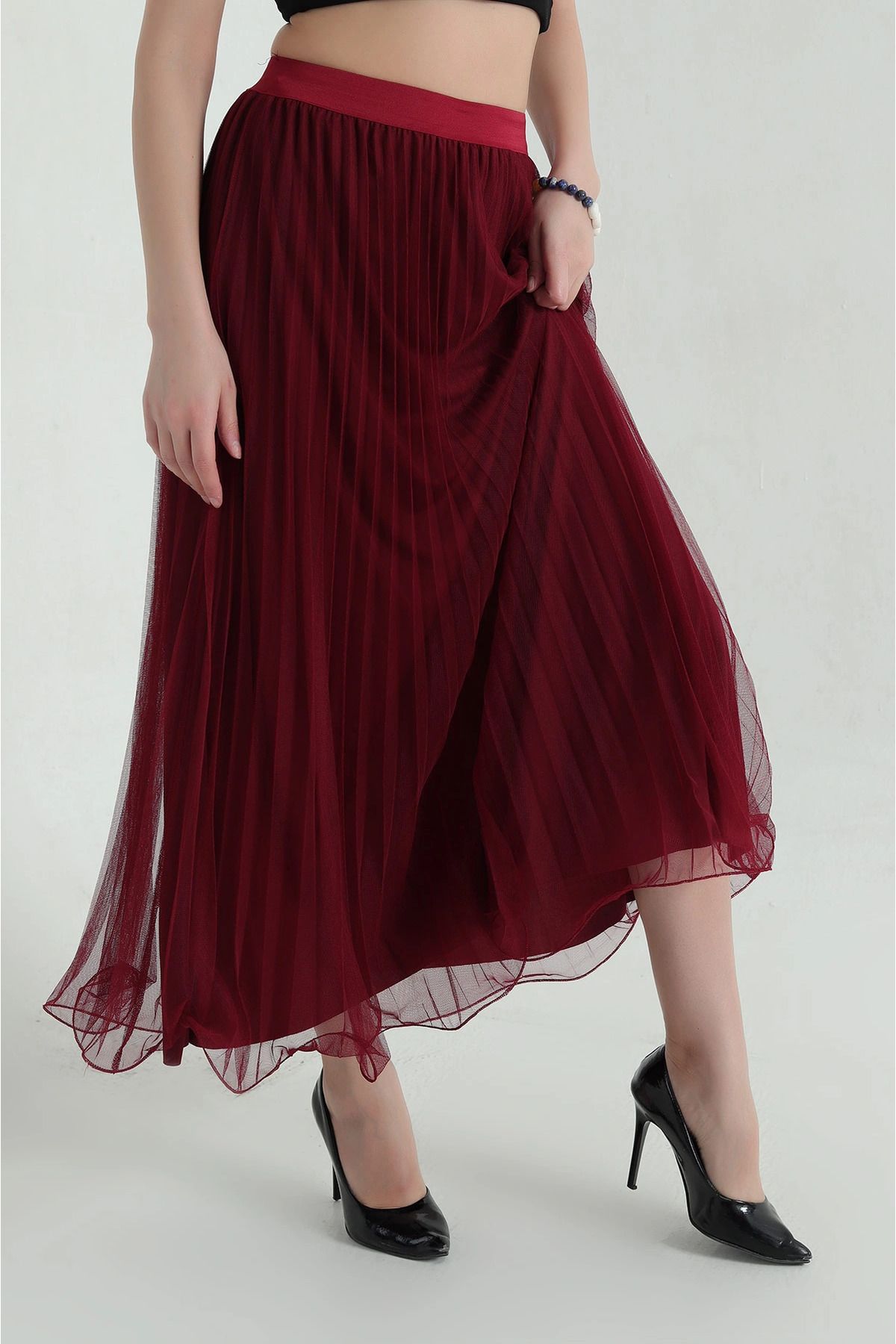 Secret Passion Lingerie Bordo Astarlı Tül Kadın Etek