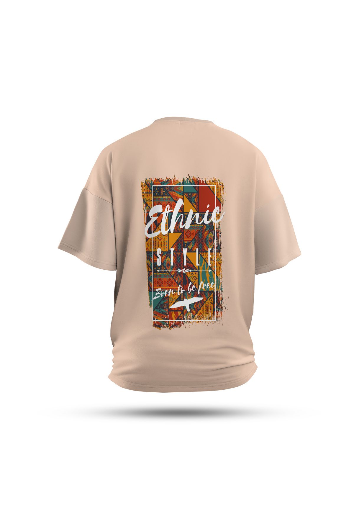 Zestia Unisex T-Shirt, Ethnic Soul Sırt Baskılı, Regular, %100 Pamuk, Krem T-Shirt No: 0262