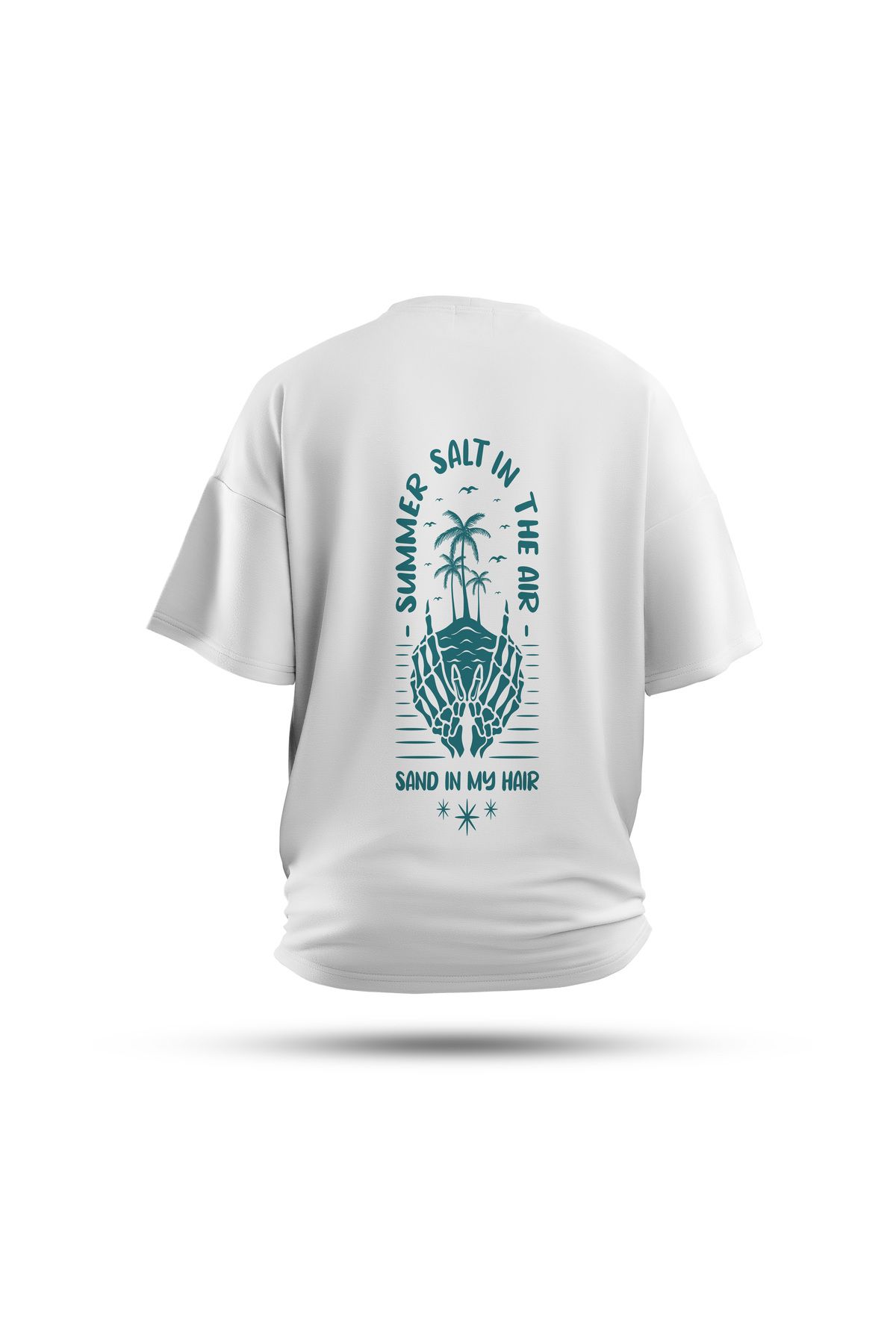 Zestia Unisex T-Shirt, Eternal Summer Sırt Baskılı, Regular, %100 Pamuk, Beyaz T-Shirt No: 0285