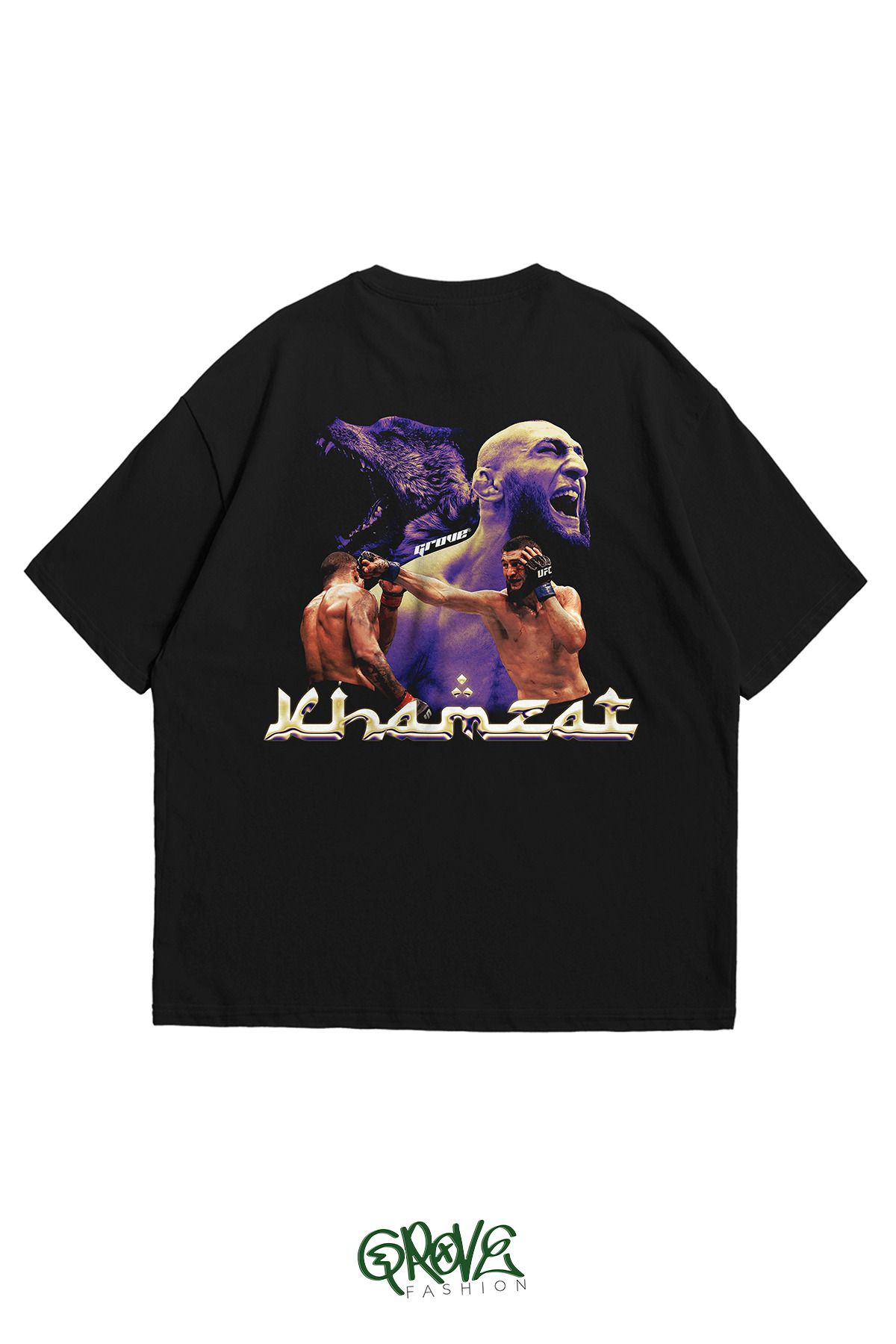 Grove Fashion Khamzat Chimaev King Ön ve Arka Baskılı Unisex Oversize T-Shirt
