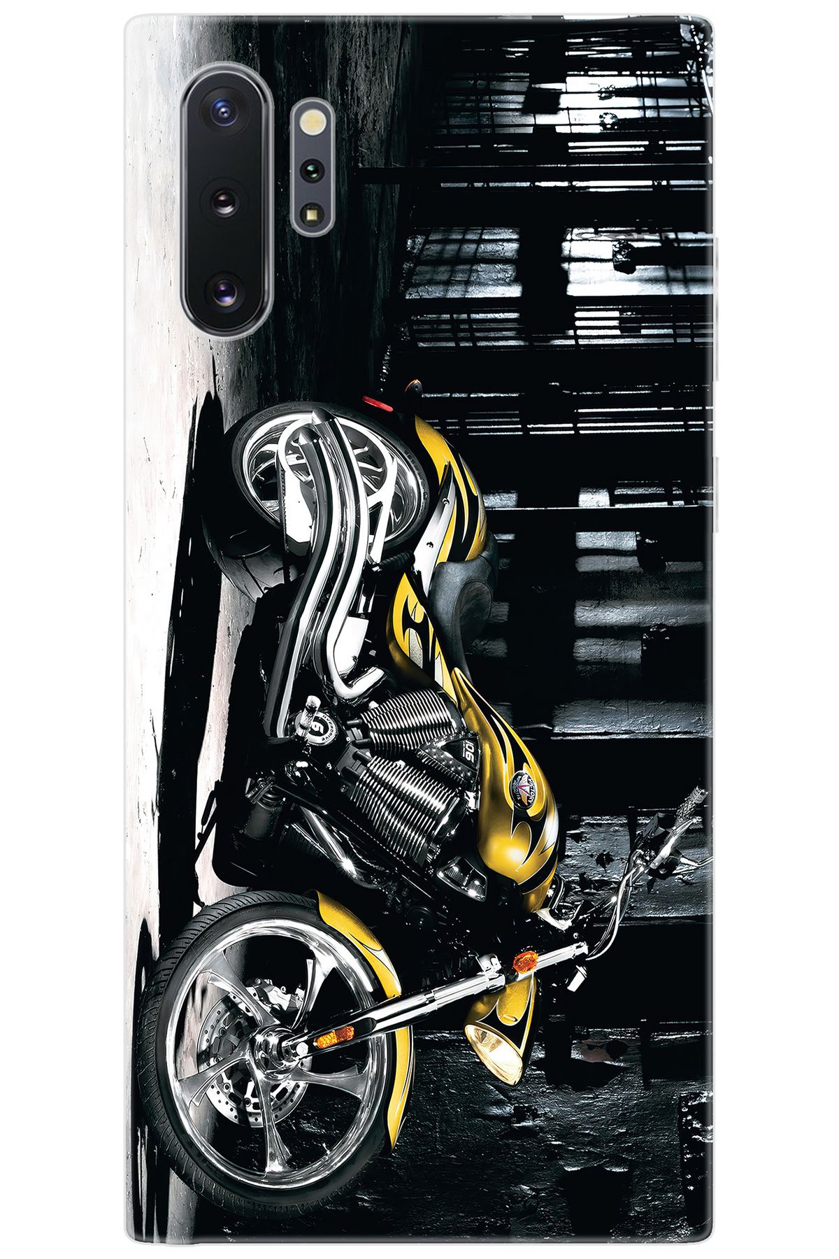 Ceppare Samsung Galaxy Note 10 PLUS (SM-N975F) Uyumlu Kılıf Desenli Silikon Motorcycle STK:297 CP-UbBt2SB