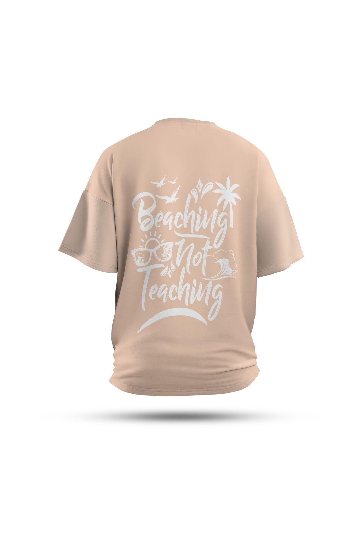 Zestia Unisex T-Shirt, Beach Rebel Sırt Baskılı, Regular, %100 Pamuk, Krem T-Shirt No: 0287