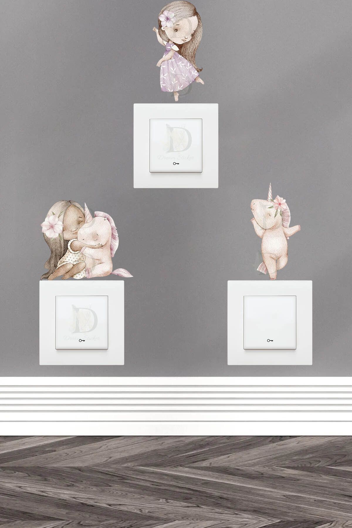 KT Decor Sevimli Minik Periler 3'lü Priz Sticker Seti