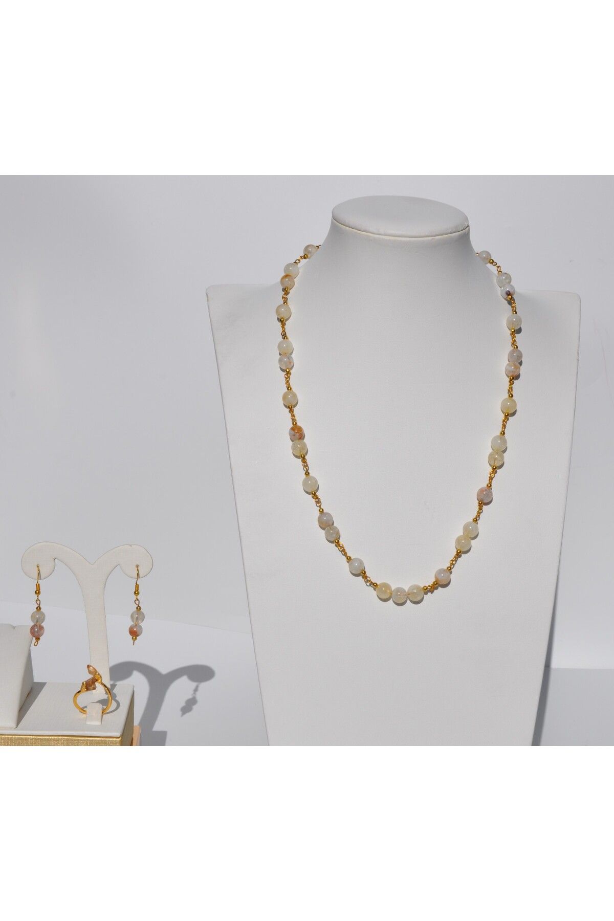 Nilfu Atelier SİTRİN DOĞAL TAŞ KOLYE BİLEKLİK KÜPE SETİ