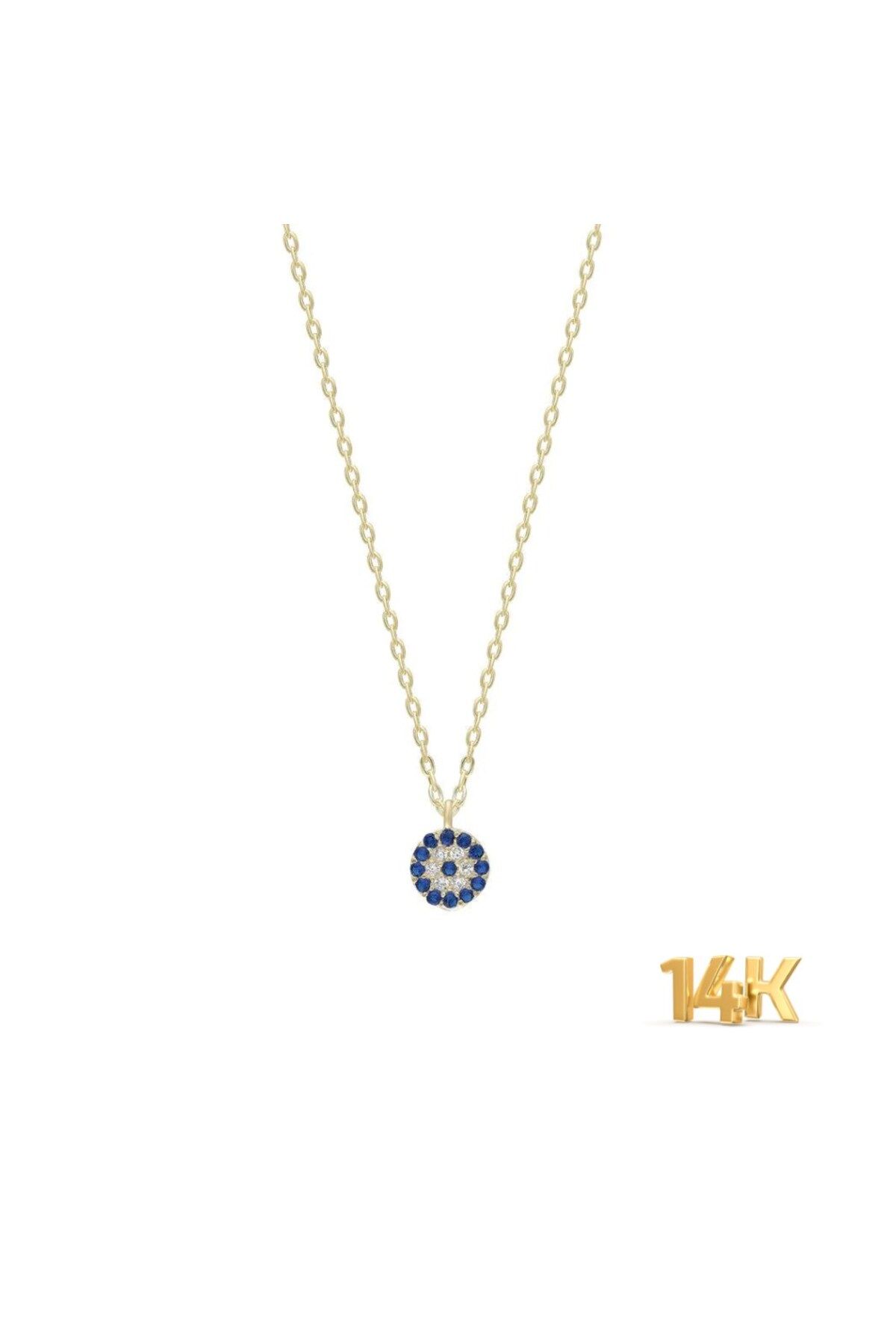 beonejewelry MİNİ ZİRKON TAŞLI NAZAR KOLYE | 14 AYAR ALTIN
