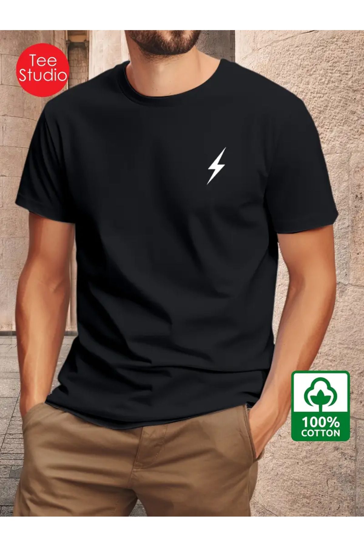AEMİ Unisex Lightning Oversize Bisiklet Yaka T-shirt