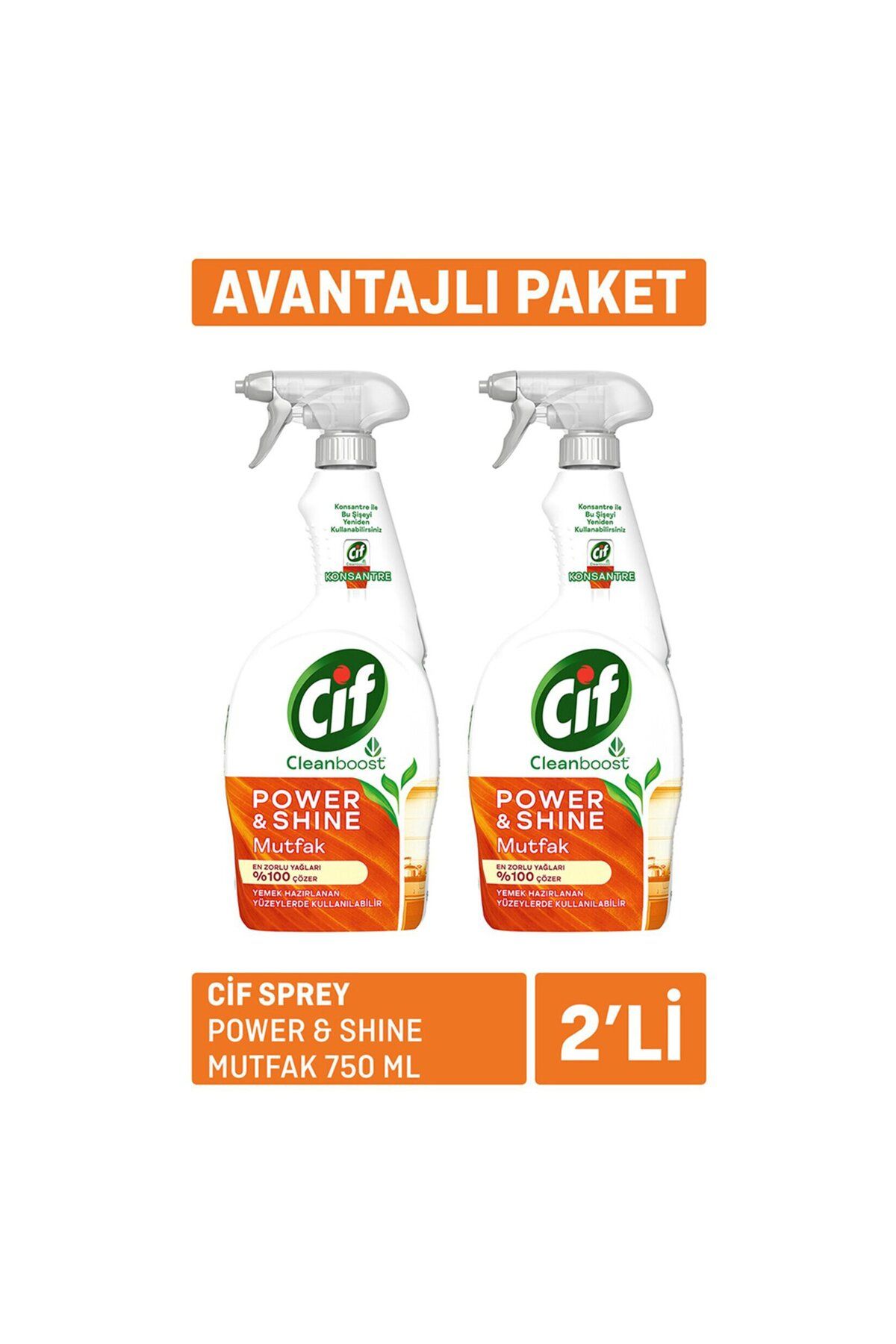 Cif Sprey Power & Shine Mutfak 2 x 750Ml