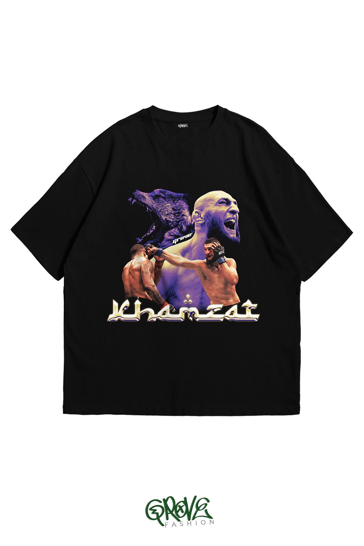 Grove Fashion Khamzat Chimaev Roar Baskılı Unisex Oversize T-Shirt