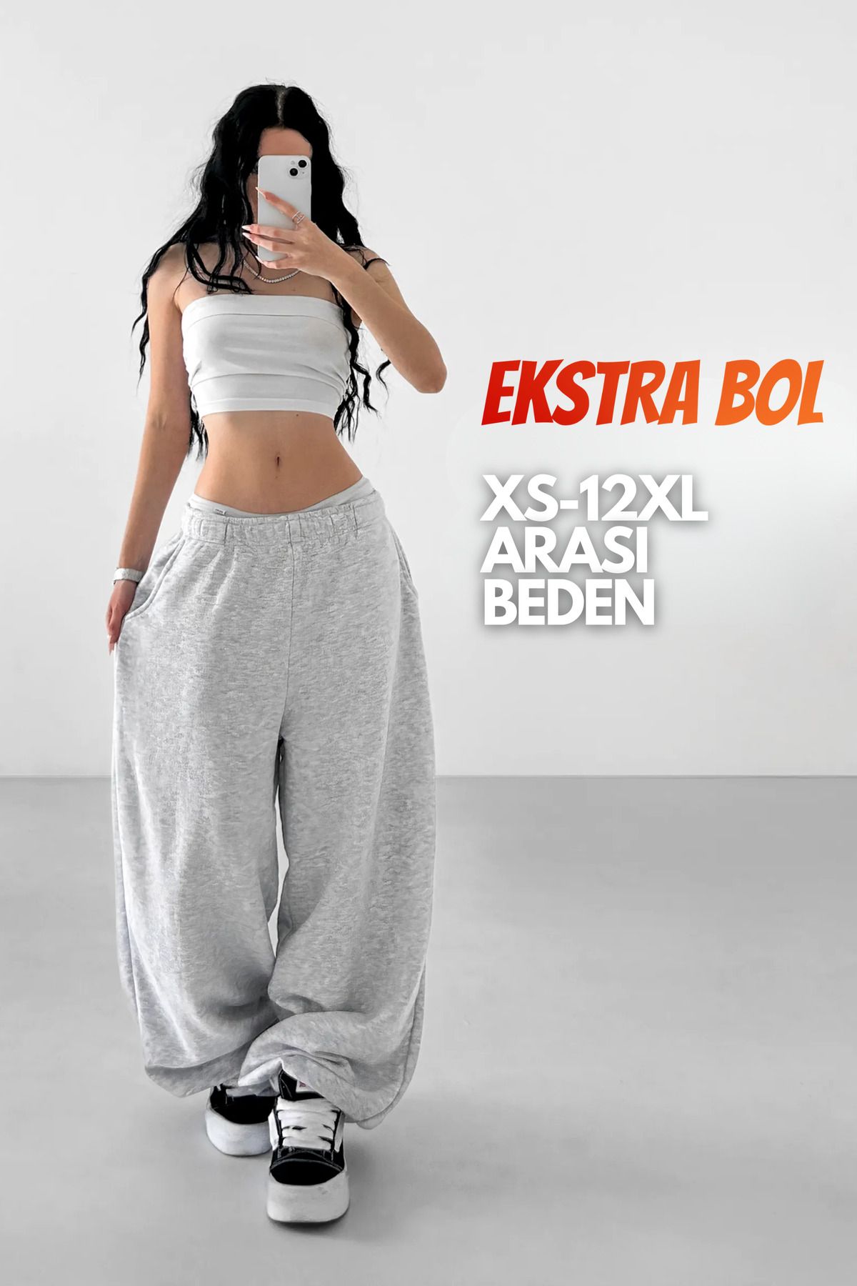 vladivosto Baggy Büyük Beden Ekstra Bol Paçası Lastikli Yazlık İç Göstermeyen Kumaş Pamuklu Oversize Eşofman