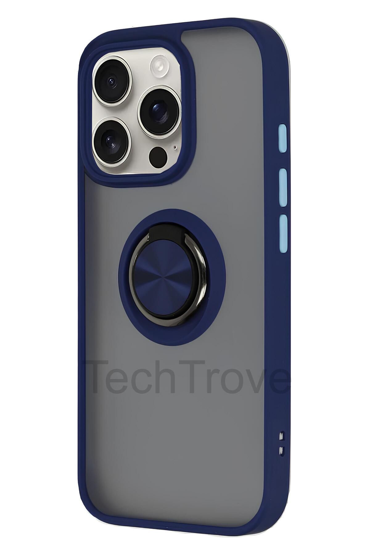 TechTrove iPhone 12 Pro Kılıf Yüzüklü Stand Özellikli Darbe Korumalı Mat Silikon Kapak