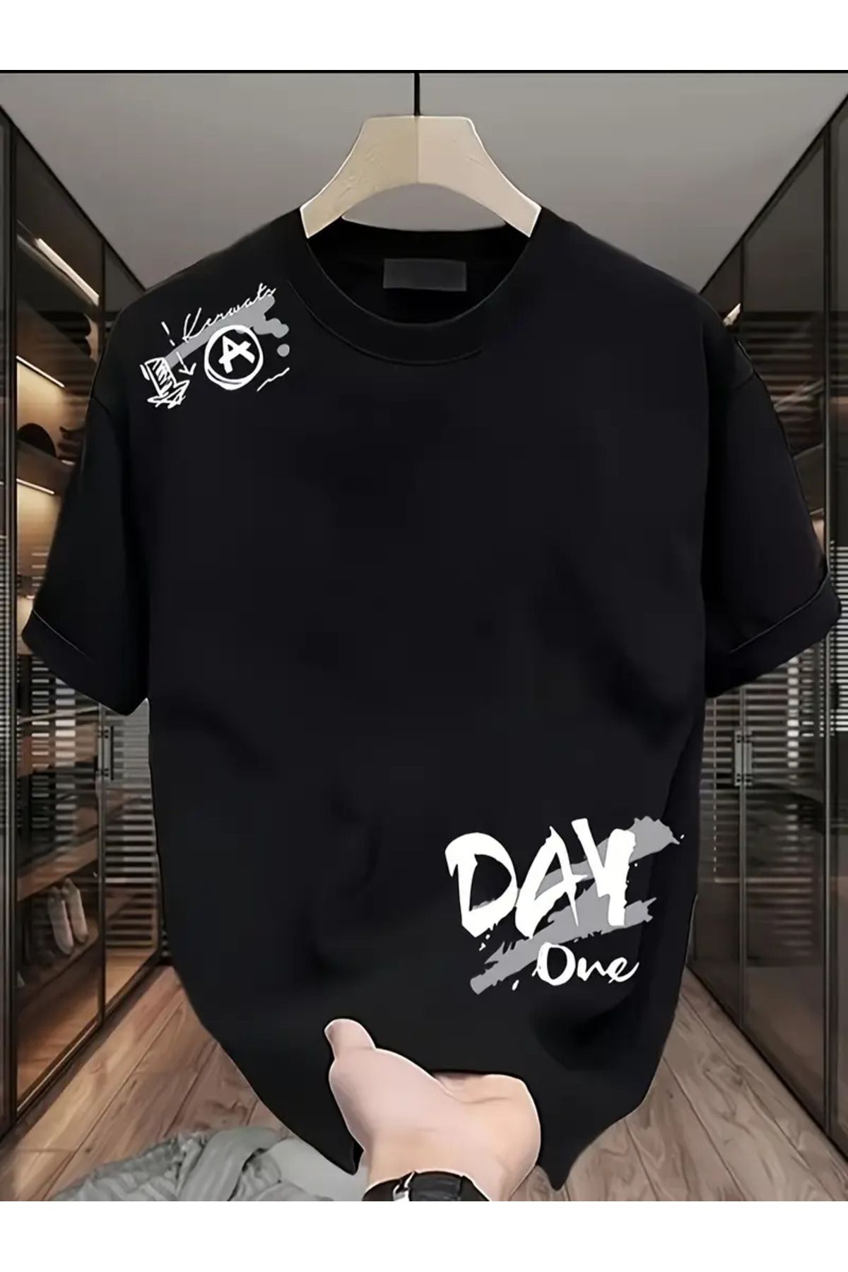 AEMİ Unisex Day One Oversize Bisiklet Yaka T-shirt