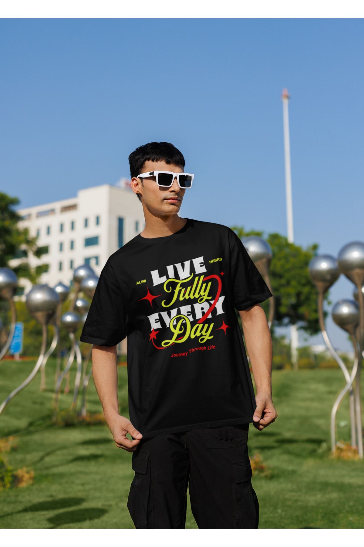 beloved.co Live Fully Everyday Yazılı Dijital Baskılı Regular Fit %100 Pamuk T-Shirt