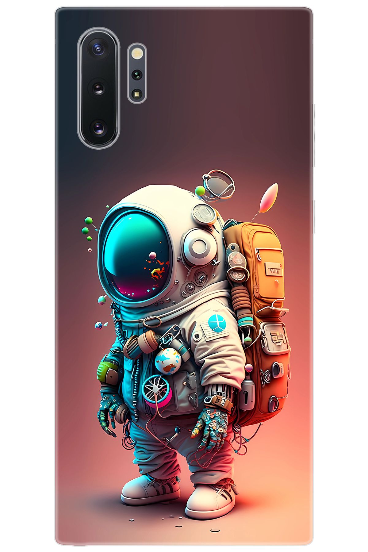 Ceppare Samsung Galaxy Note 10 PLUS (SM-N975F) Uyumlu Kılıf Desenli Silikon Astronot STK:682 CP-w0T8a5b