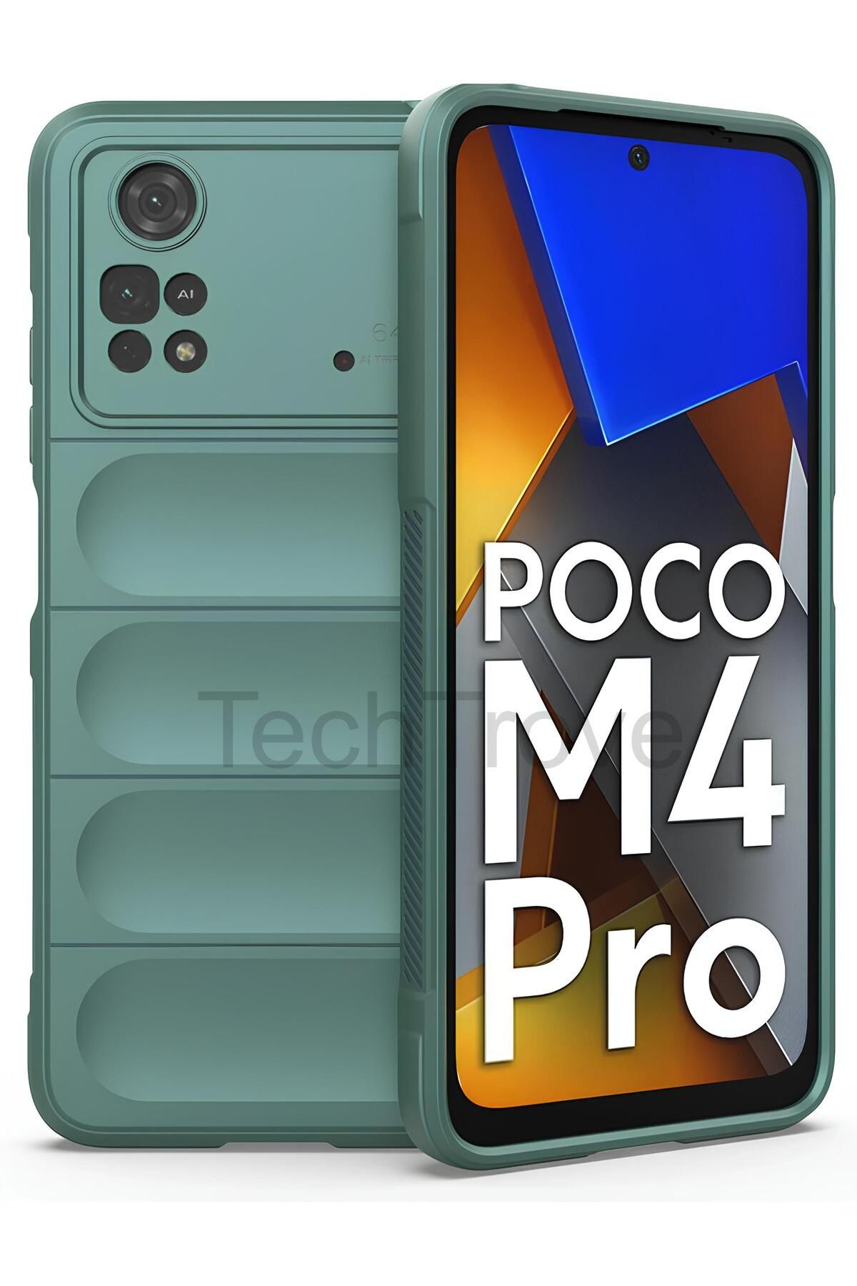 TechTrove Xiaomi Poco M4 Pro 4G Kılıf Elde Kaymaz İçi Kadife Silikon Kapak