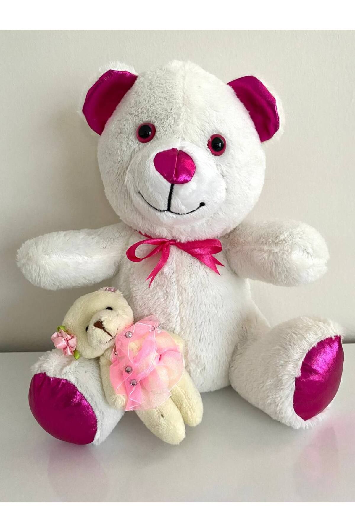 ayıcık Anne Kız Peluş Ayıcık Seti - 30 CM Ayıcık & Elbiseli Mini Ayıcık