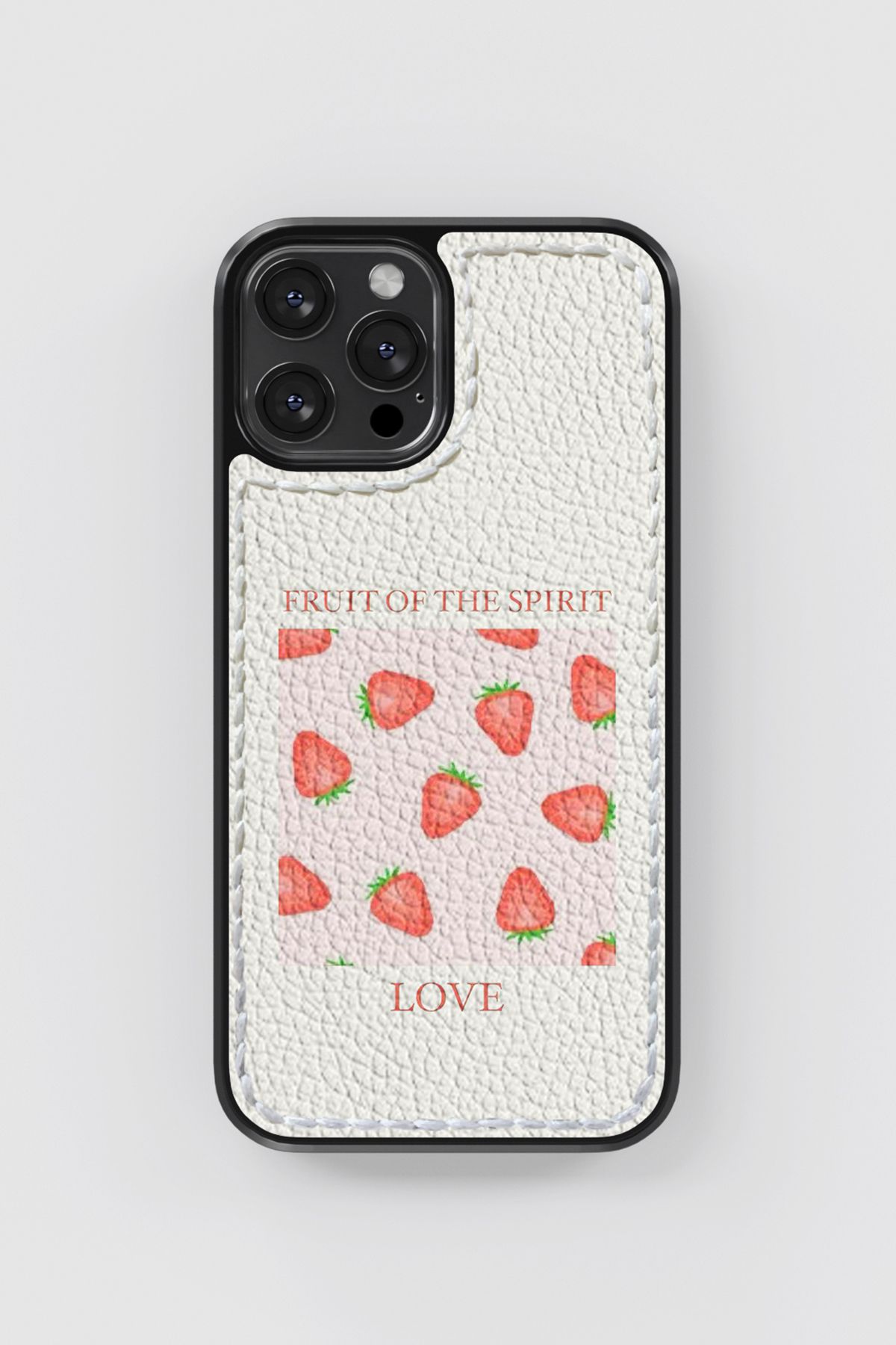 No28studio Strawberries Deri Ve Dikişli Telefon Kılıfı