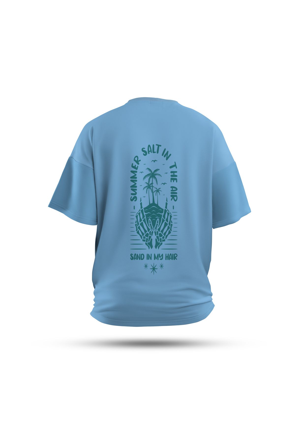 Zestia Unisex T-Shirt, Eternal Summer Sırt Baskılı, Regular, %100 Pamuk, Mavi T-Shirt No: 0285