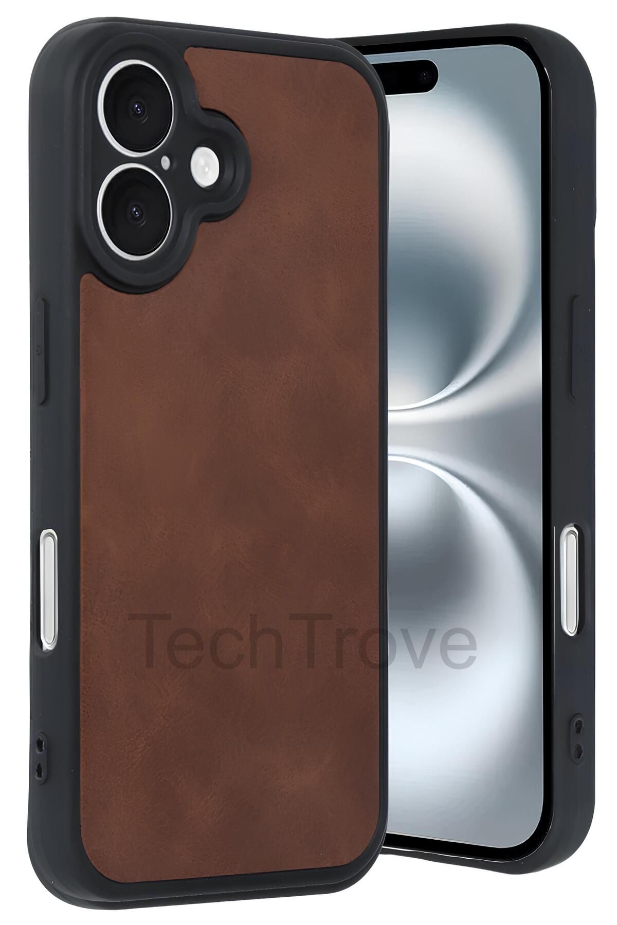 TechTrove iPhone 16 Kılıf Premium Deri Dokulu Ekstra Darbe Korumalı Kapak