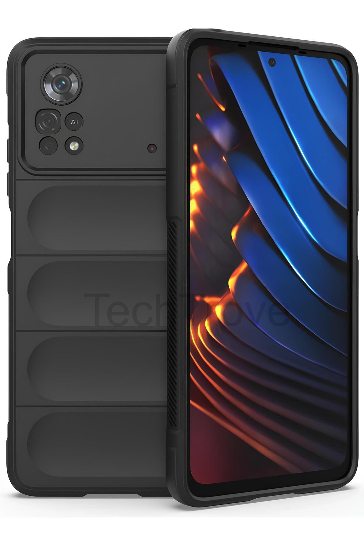 TechTrove Xiaomi Poco X4 Pro 5G Kılıf Elde Kaymaz İçi Kadife Silikon Kapak