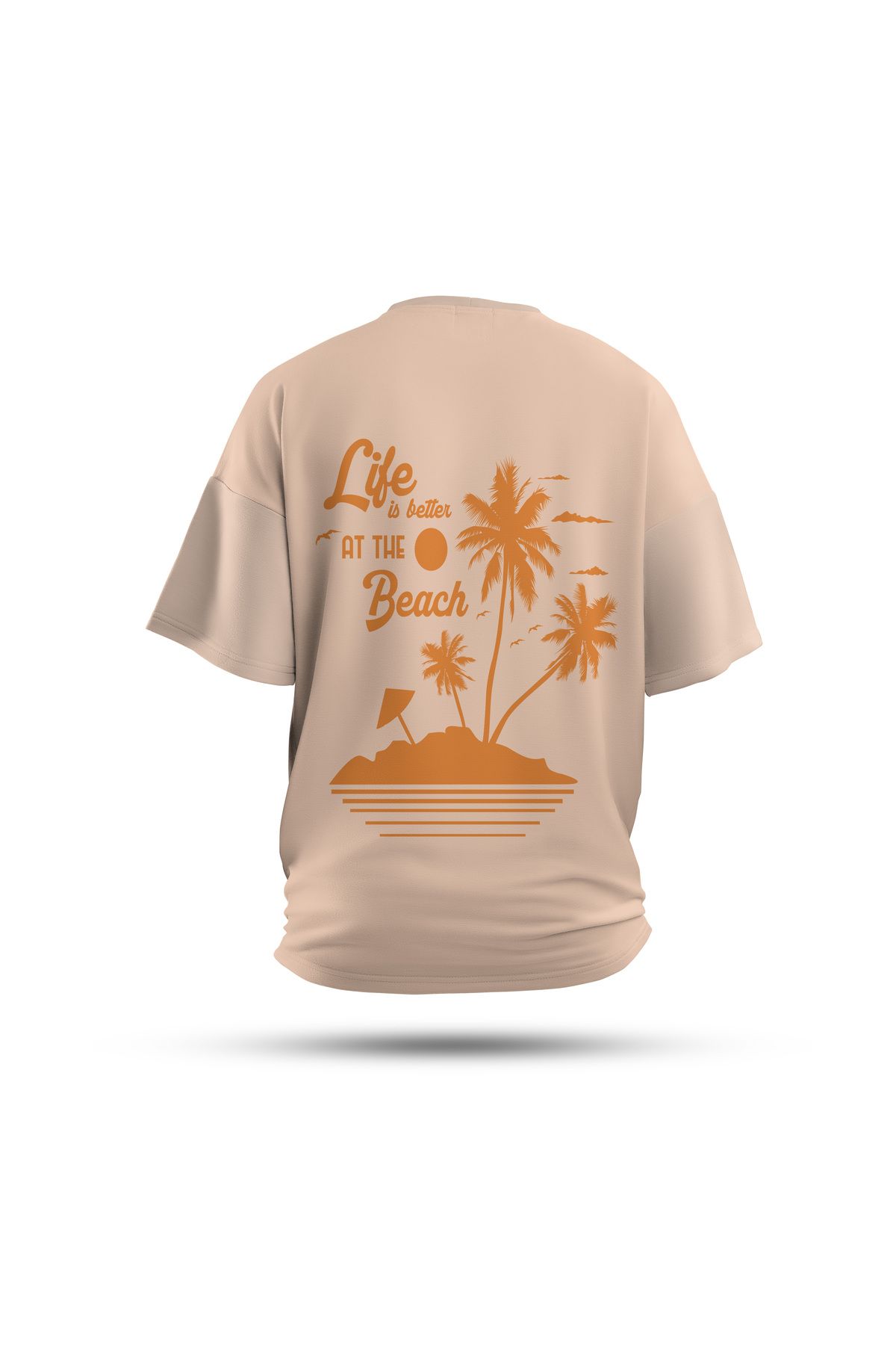 Zestia Unisex T-Shirt, Life İs Butter Sırt Baskılı, Regular, %100 Pamuk, Krem T-Shirt No: 0279