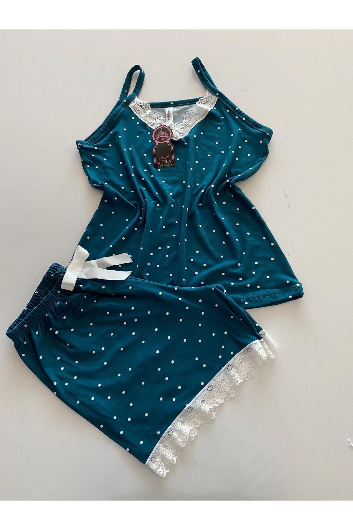 Lady Queen milan dantelli şortlu pijama takımı