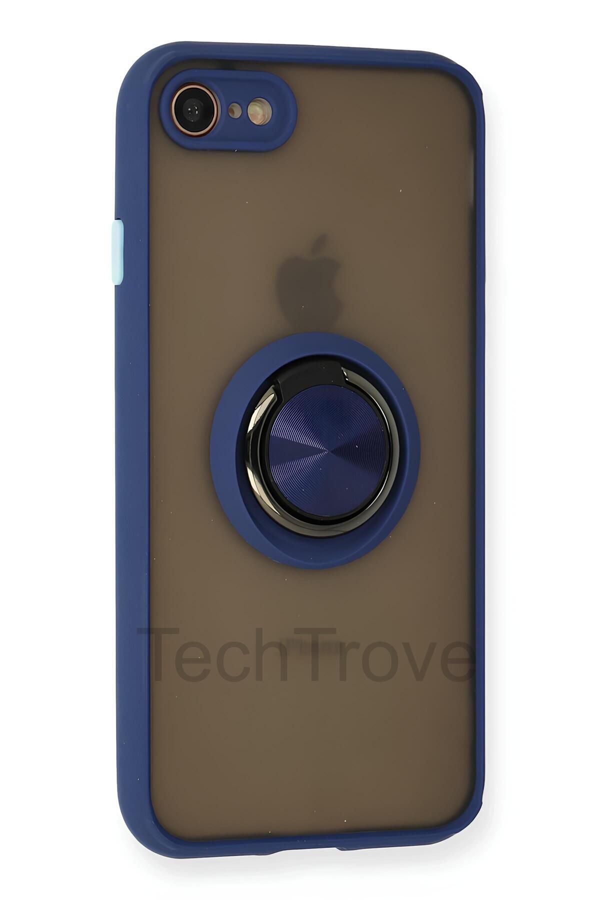 TechTrove iPhone 7 Kılıf Yüzüklü Stand Özellikli Darbe Korumalı Mat Silikon Kapak