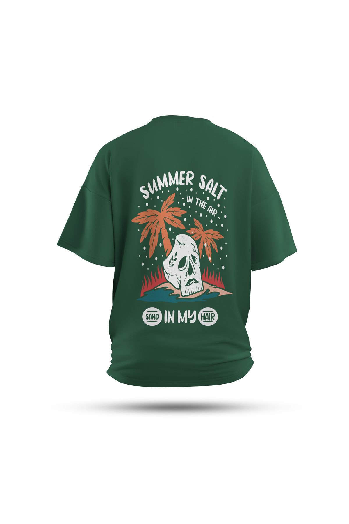 Zestia Unisex T-Shirt, Salt & Sand Sırt Baskılı, Regular, %100 Pamuk, Yeşil T-Shirt No: 0283