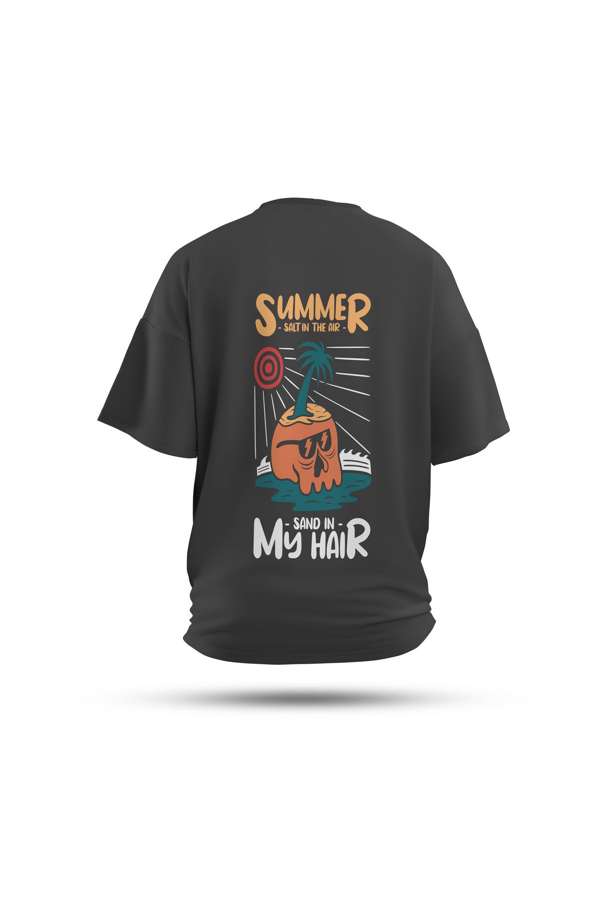 Zestia Unisex T-Shirt, Beach Riot Sırt Baskılı, Regular, %100 Pamuk, Antrasit T-Shirt No: 0284