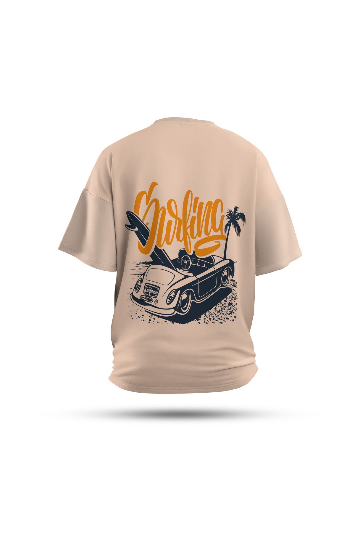Zestia Unisex T-Shirt, Summer Sırt Baskılı, Regular, %100 Pamuk, Krem T-Shirt No: 0277
