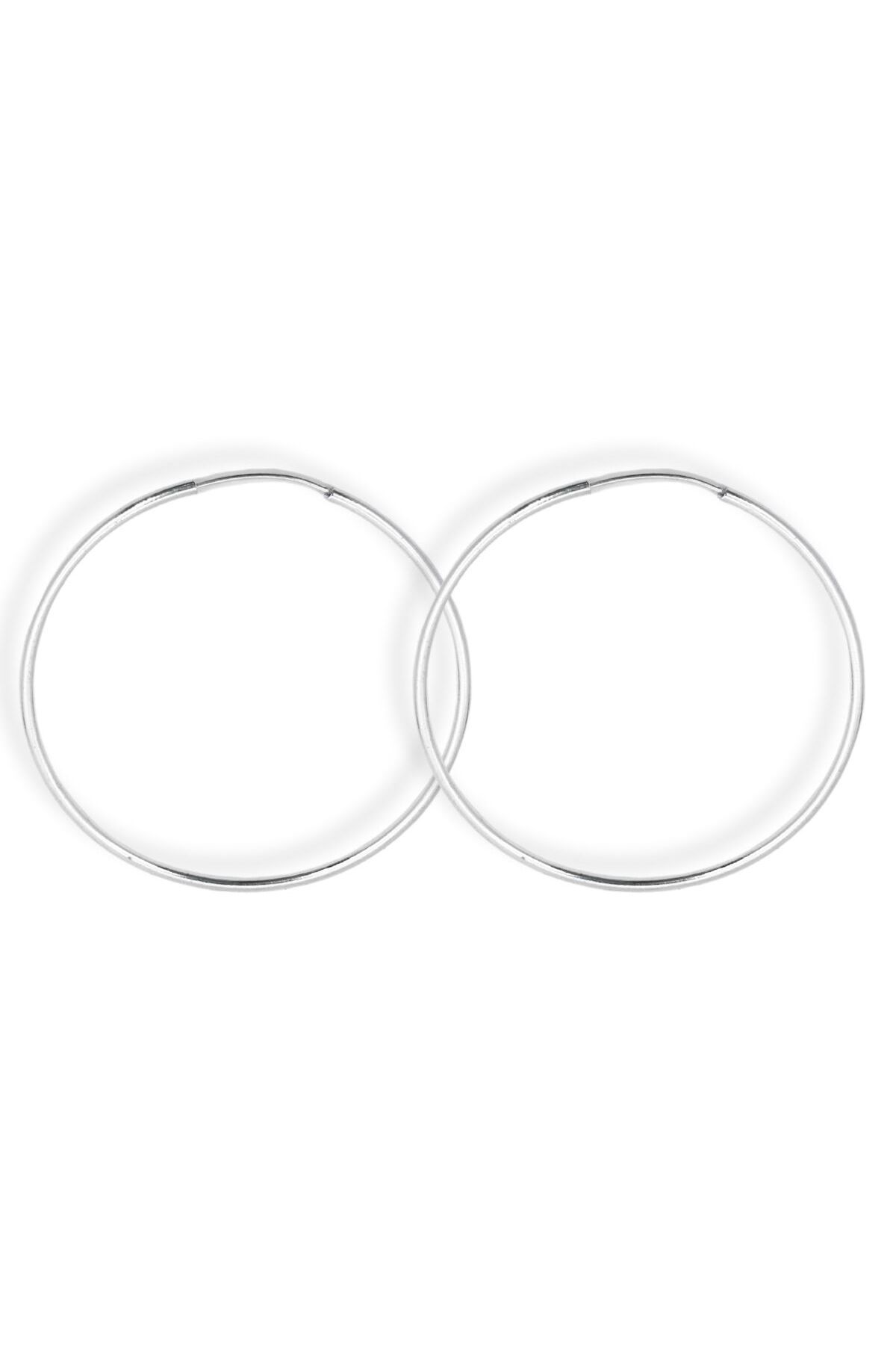 oya silver İnce Gümüş Halka Küpe 1.5mm-5x5CM