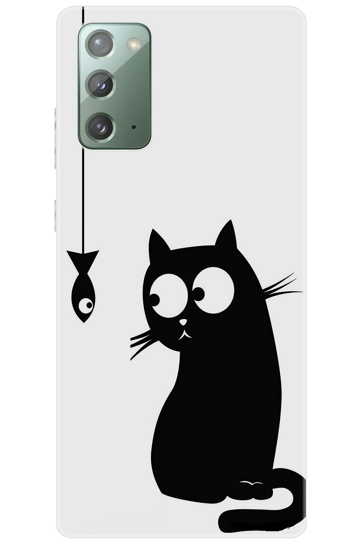 Ceppare Samsung Galaxy Note 20 (SM-N980F) Uyumlu Kılıf Desenli Silikon Balık ve Kedi STK:747 CP-WXYuRd8