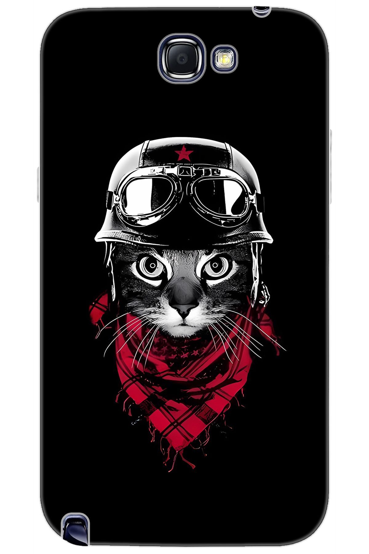 Ceppare Samsung Galaxy Note 2 (GT-N7100) Uyumlu Kılıf Desenli Silikon Pilot Kedi STK:656 CP-kaAakIs