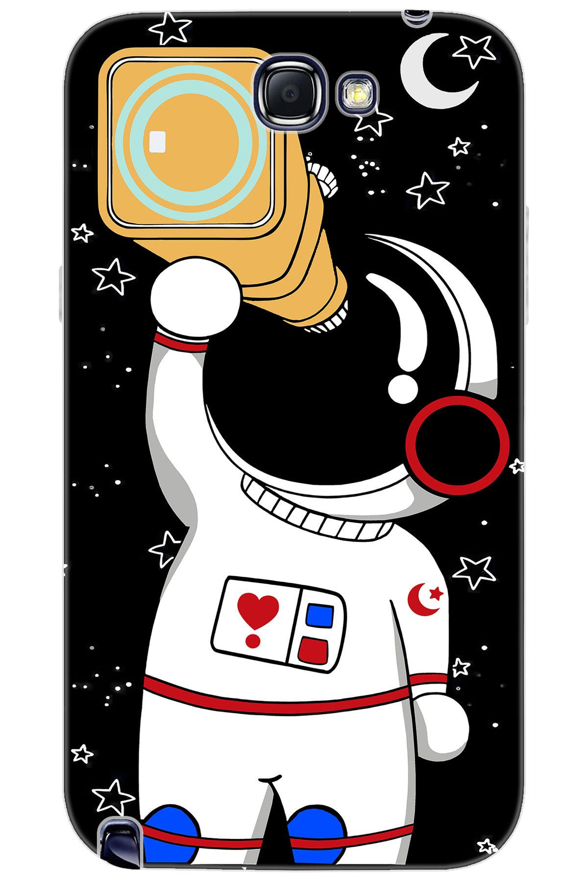 Ceppare Samsung Galaxy Note 2 (GT-N7100) Uyumlu Kılıf Desenli Silikon Sevimli Astronot STK:100 CP-y0S3d0Z