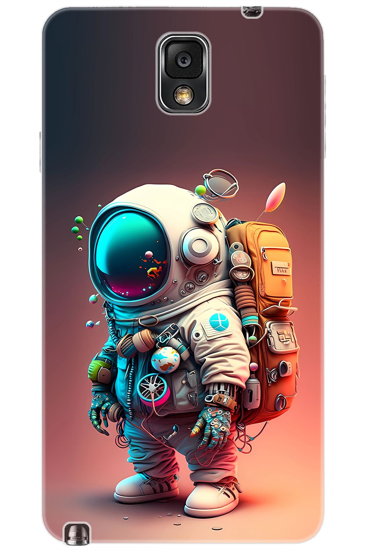 Ceppare Samsung Galaxy Note 3 (SM-N9000Q) Uyumlu Kılıf Desenli Silikon Astronot STK:682 CP-nNibPlV
