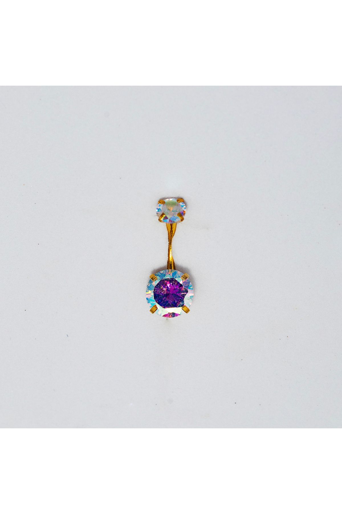 Piercing by Sever HOLOGRAFİK ŞEFFAF DAMLA TAŞ CERRAHİ ÇELİK GÖBEK BELLY PIERCING… ALTIN/GOLD RENKLİ.